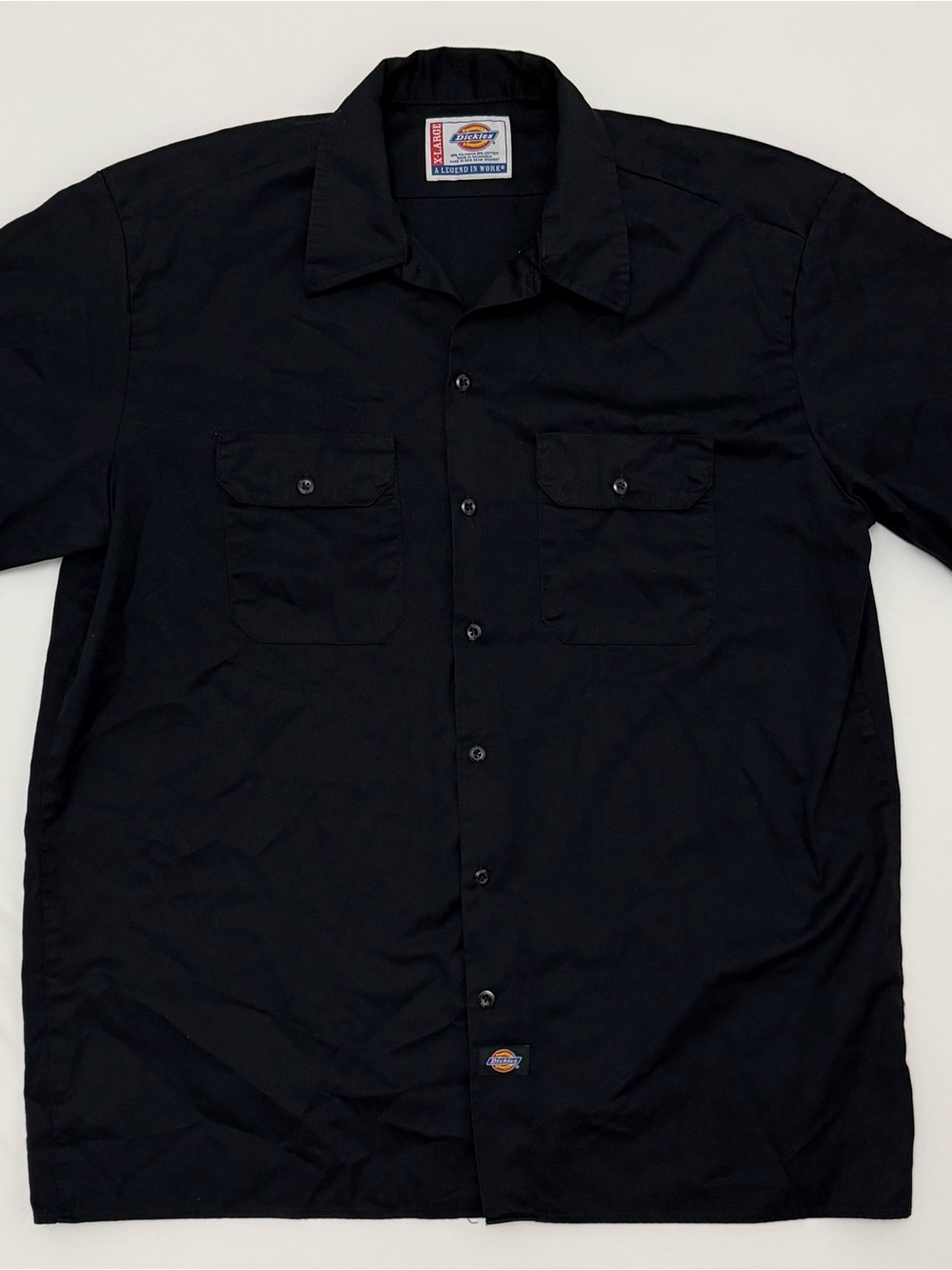 Oversized Dickies Men’s Black Short-Sleeve Work Shirt Y2K - Size XL
